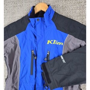 Klim Gore-Tex‎ Snowmobile Jacket Mens Small Blue Gray Insulated 3M Scotchlite